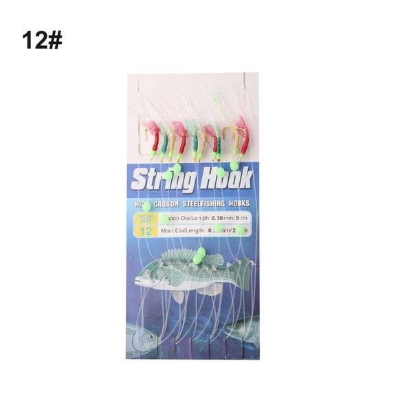 Rigs Bait 10 Hooks Fishing Feather Lures Sea Herring Baits String Hooks