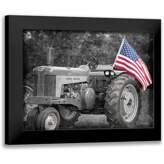 Rigsby, Jennifer 14x12 Black Modern Framed Museum Art Print Titled - Tractor with American Flag