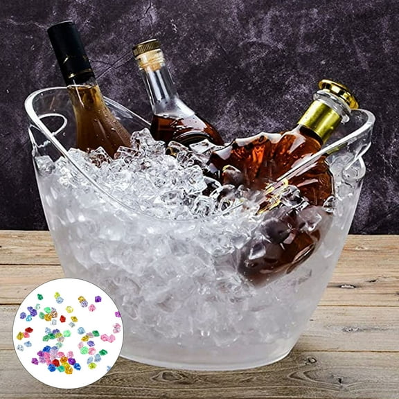 Riguas 1 Bag Artificial Ice Rock Realistic Looking Food Grade No Odor Cocktail Whiskey Wine Fake Plastic Ice Cubes Decor Bar Accessories