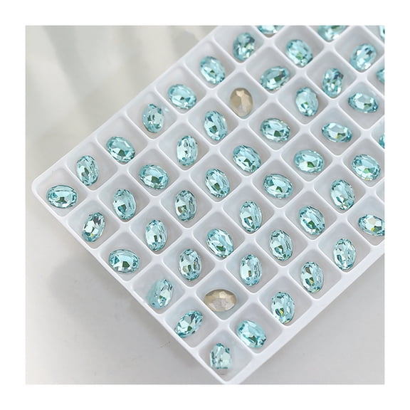 Riguas 1 Pair 3D Rhinestone Nail Art Charm Light Sea Blue Geometric Faux Crystal Nail Design Jewelry DIY Crafts Nail Decoration Accessories