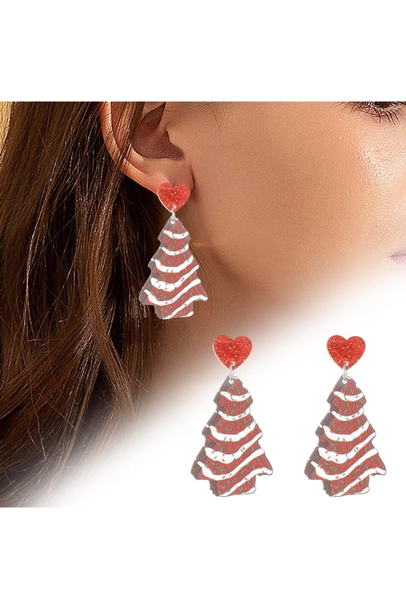 1 Pair Christmas Tree Alpaca Snowman Star Shape Earrings Acrylic Vibrant Color Drop Earrings Festival Gift