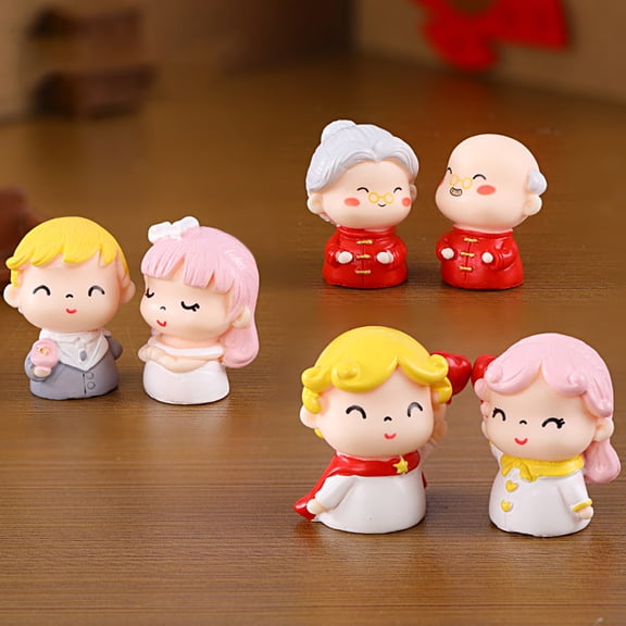 Riguas 1 Pair Couple Figurines Cute Handmade Decorative Resin Adorable New Year Lover Girl Boy Statue Ornament for Bedroom