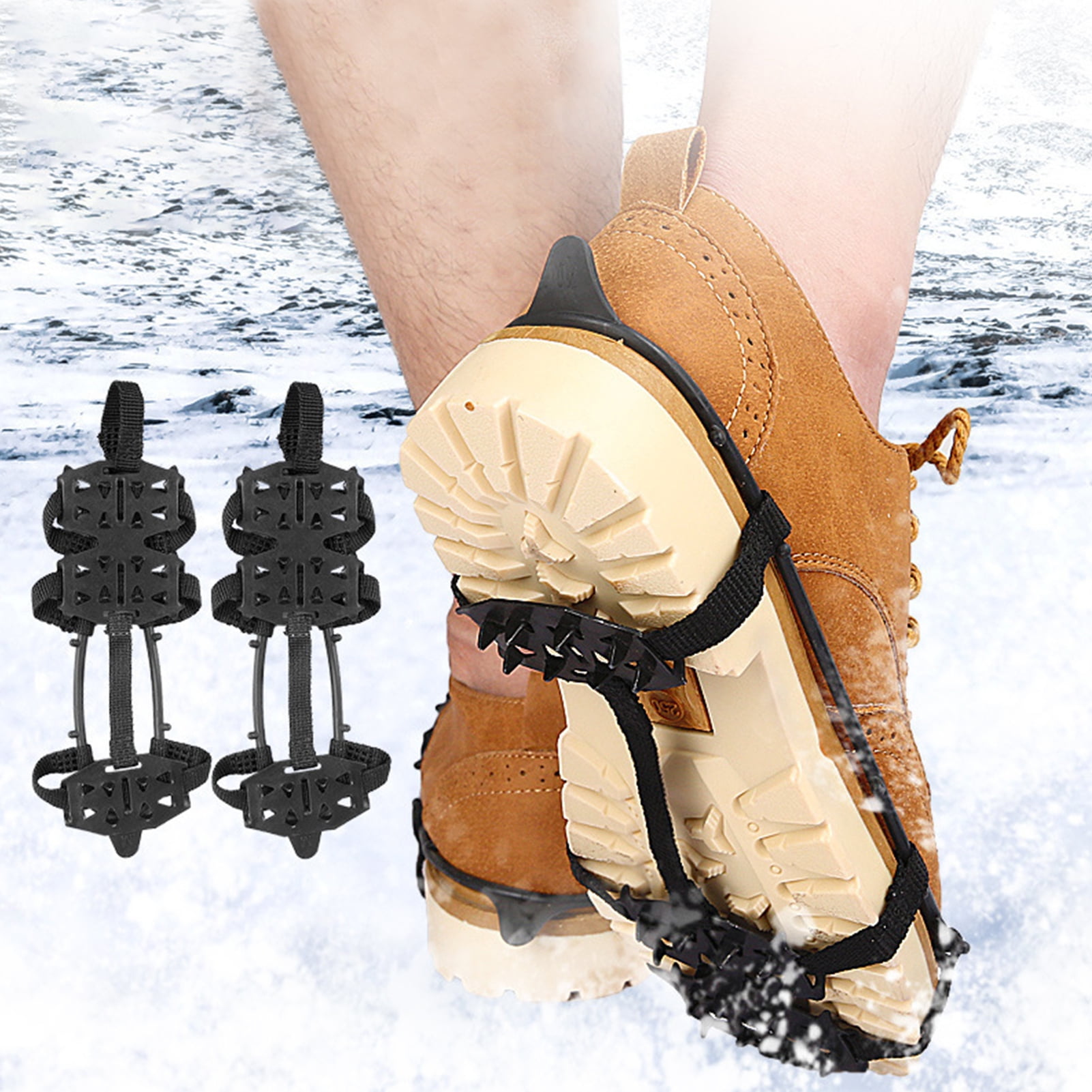 Riguas 1 Pair Mountain Climbing Ice Snow Shoes Traction Cleats 24-Teeth ...