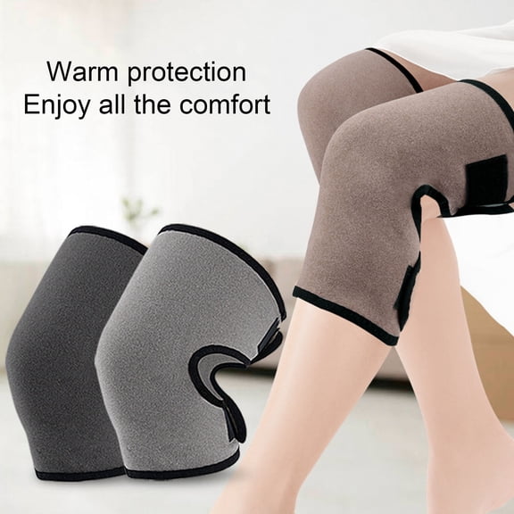 Riguas 1 Pair Winter Warm Knee Pads with Adjustable Fastener Tape Super Soft Breathable Knee Joint Brace Support Pads