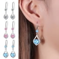 thumbnail image 1 of Riguas 1 Pair Women Hanging Earrings Blue Rhinestone Water Drop Shape Drop Earrings Hollow Out Dangling Earrings for Prom Party Datings, 1 of 7
