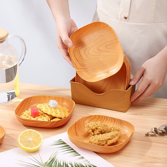 Riguas 1 Set Fruit Plates Food Bone Tray Smooth Surface Cake Storage Trays Square Shape Clear Texture Store Dessert Table Decor Lightweight Cake Snacks Serving Trays Household Supplies
