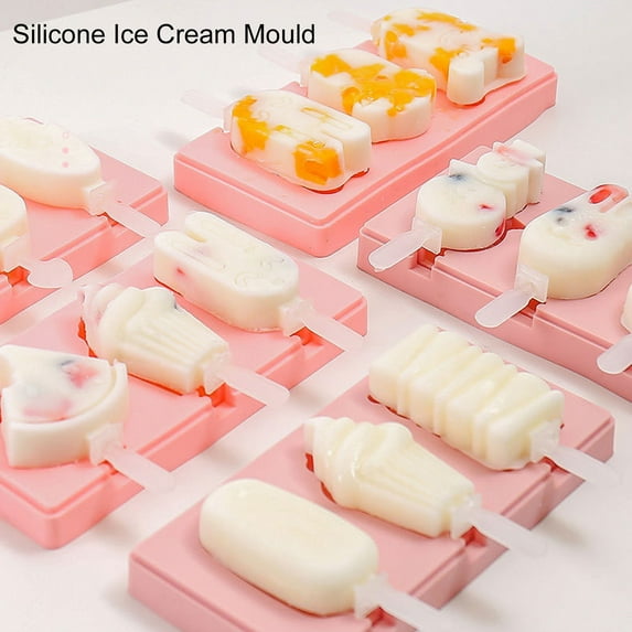 Riguas 1 Set Ice Cream Maker Food Grade Heat Resistant Reusable 3-Cavity Type Ice Cream Mold Kitchen Tools