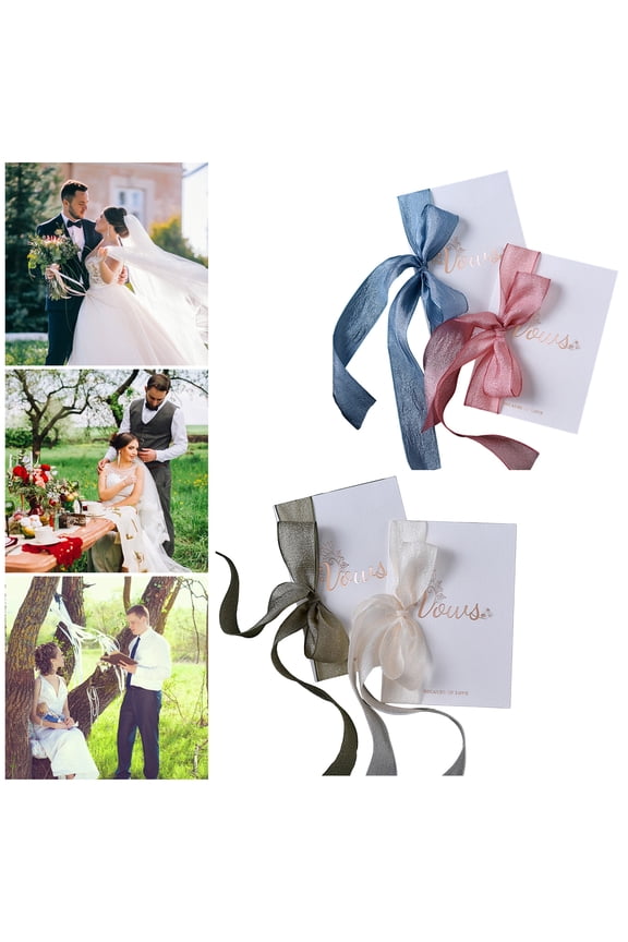 1 Set Wedding Vow Book with Ribbon Gold Foil Lettering Bridal Shower Engagement Ceremony His Hers Vow Card Gift