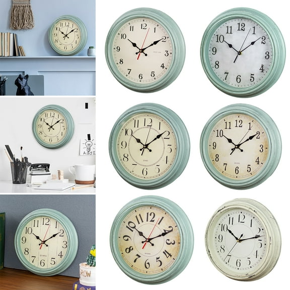 Riguas 12 Inch Wall Clock Vintage Hanging Clock Silent Non-Ticking Easy to Read Round Clock for Home Decoration