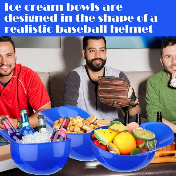 Riguas 12 Sets Baseball Helmet Ice Cream Bowls with Spoons Reusable BPA Free Mini Dessert Cups Sundae Bowls Parfait Cups Appetizer Cups Birthday Party Supplies