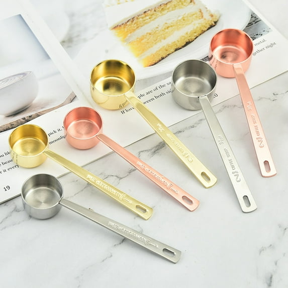 Riguas 15ml/30ml Measuring Spoon Precise Food Grade Convenient Solid Color Easy to Clean Measurement Lightweight Stainless Steel Measuring Spoon for Home