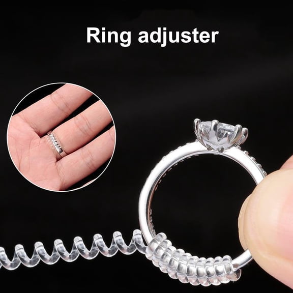 Riguas 16Pcs Spiral Based Ring Size Adjuster Clear Ring Jewelry Guard Reducer Fit Any Rings Anti-Lost Tightener Jewelry Tools