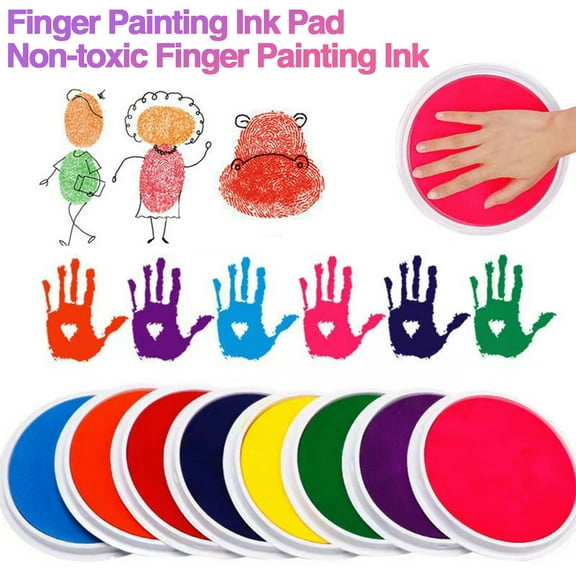 Riguas 1Pc/8Pcs Finger Painting Ink Pad Colorful Washable Imaginative Art Supplies Kindergarten Skin-touch Ink Pad for Kids