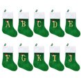 thumbnail image 1 of Riguas 1Pc Christmas Green Stocking Golden Letter Plush Top Large Handmade Reusable Xmas Tree Hanging Gift Bag Sock Pendant Holiday Party Decoration Festival Gift, 1 of 8