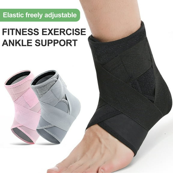Riguas 1Pc High-Elastic Ankle Wrap Ankle Brace Support with Fastener Tape Soft Breathable Adjustable Compression Ankle Sleeve