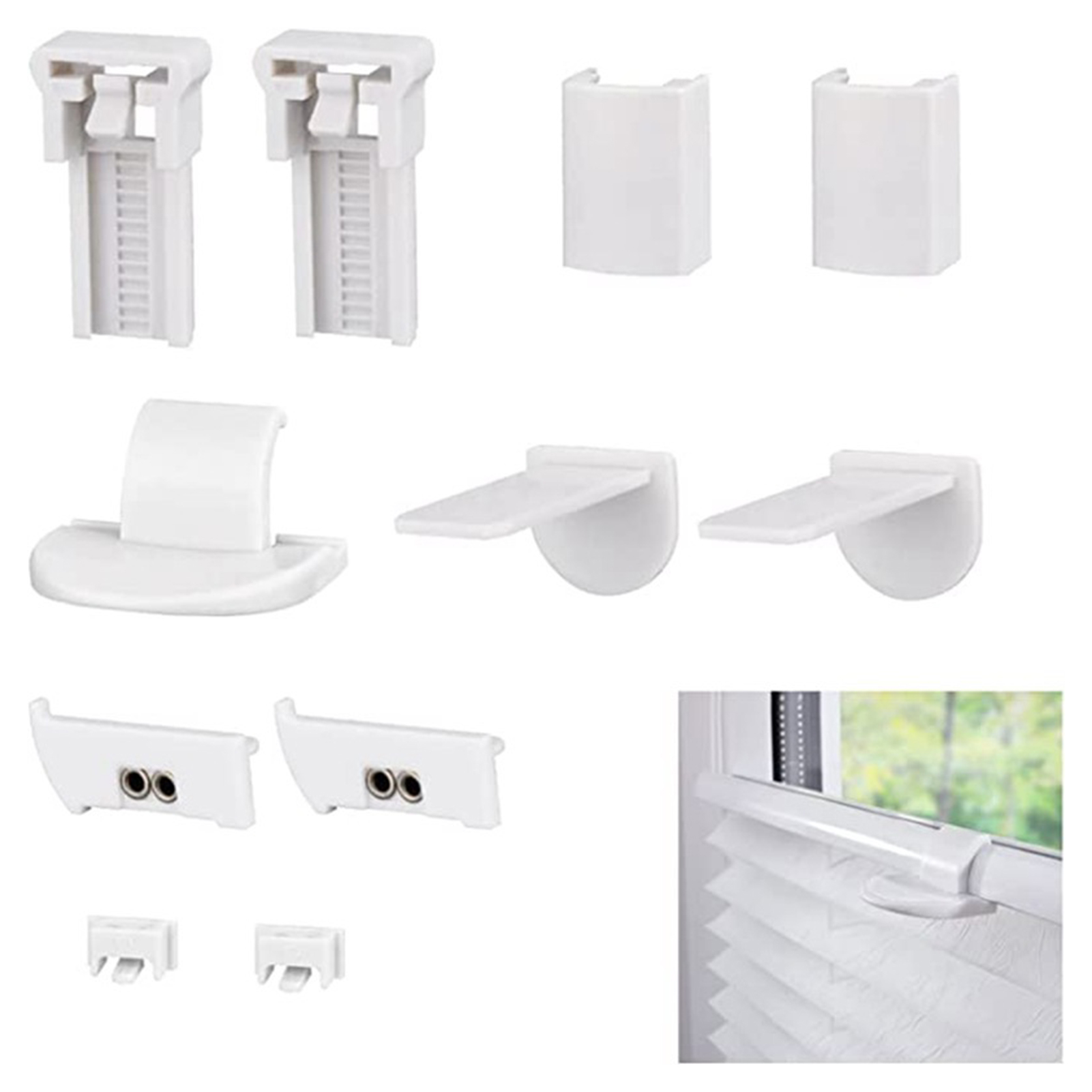 Riguas 2 Sets 20mm Pleated Blind Replacement Parts Set Clamp Support