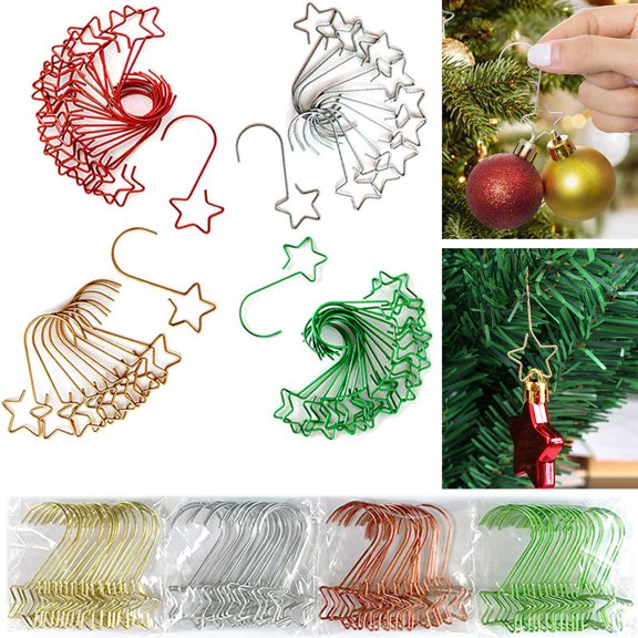 Riguas 20Pcs Christmas Ornament Hooks Versatile Exquisite Star-shaped Hanging Hooks for Holidays Decoration