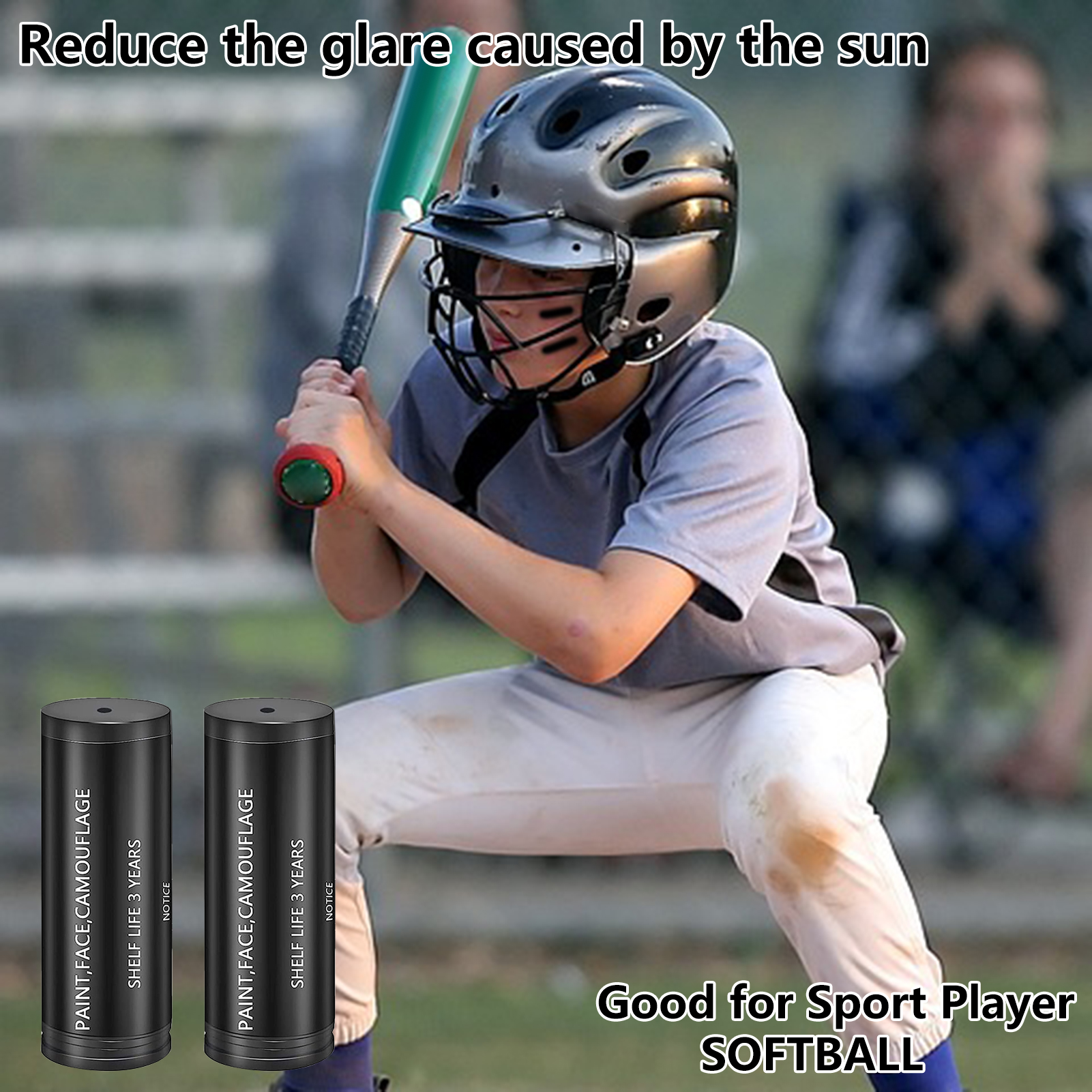 Riguas 3 Pcs Sports Eye Face Paint Sticks Smudgeproof Waterproof Football Baseball Softball