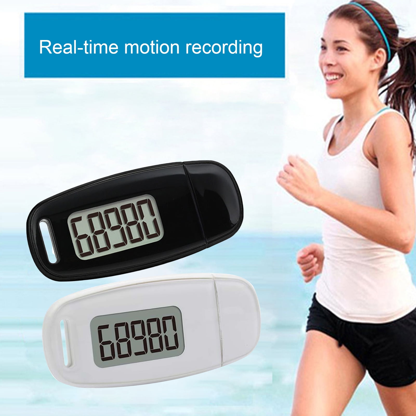 Riguas 3D Pedometer Large Display High Accurate Rechargeable Compact Size Portable Daily Target