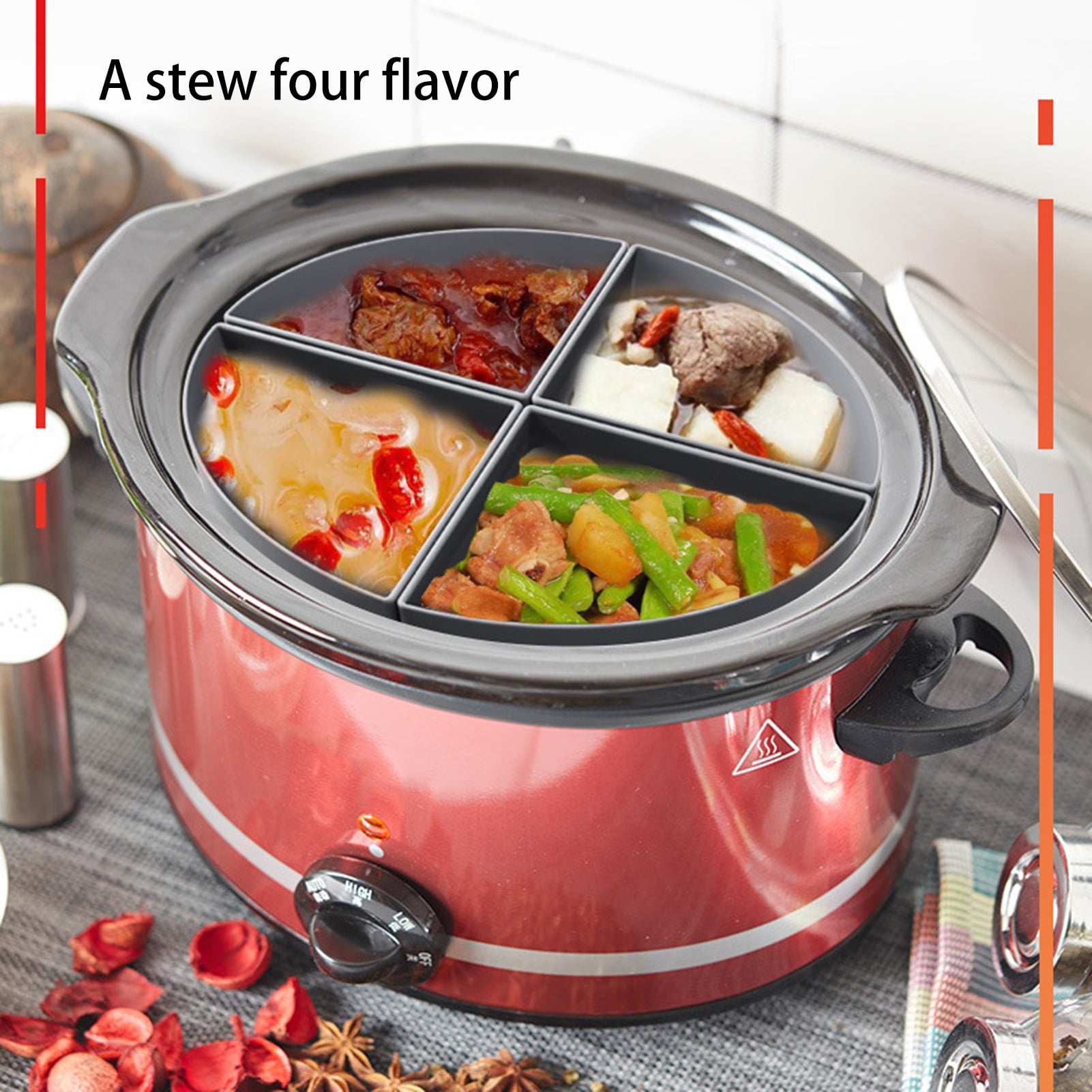 Riguas 6Quart Slow Cooker Liner Multiple Grids Leakproof Dishwasher Safe Silicone Slow Cooker