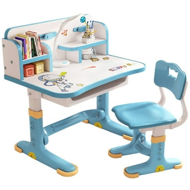 Riguas Adjustable Height Kids Cartoon Pattern Activity Tables with with Chair Drawer