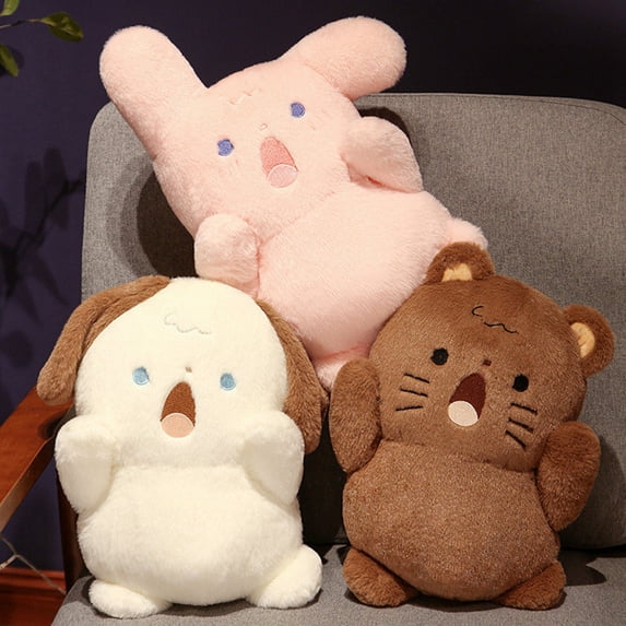 Riguas Animal Plush Pillow Lovely Shouting Kitten Bunny Puppy Plushies Soft Ornament Sofa Cushion Stuffed Animal Doll Toy Sleep Companion Pillow Birthday Gift