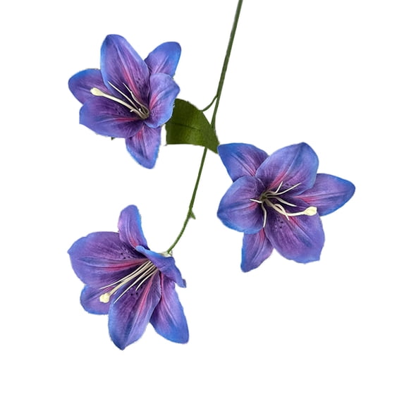Riguas Artificial Lily Flower 3 Heads Full Bloom Faux Lily Branch with Leaves Real Touch Fake Lilium Flower for DIY Wedding Bouquet Floral Arrangement