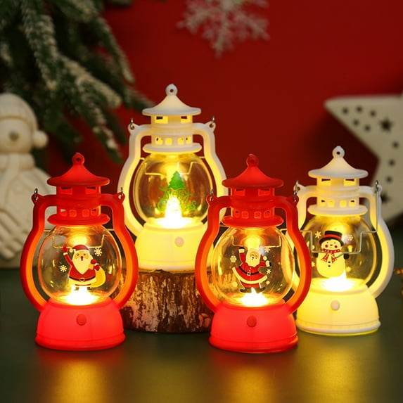 Riguas Christmas Lantern Vintage Battery Operated Portable Home Decoration Flameless Electronic Candle Lamp Night Light Party Supplies Gift