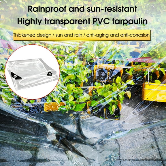 Riguas Clear Tarp with Grommets Heavy Duty Waterproof with Reinforced Edge Thickened Tear Resistant Tarpaulin Enclosure for Patio Porch Outdoor