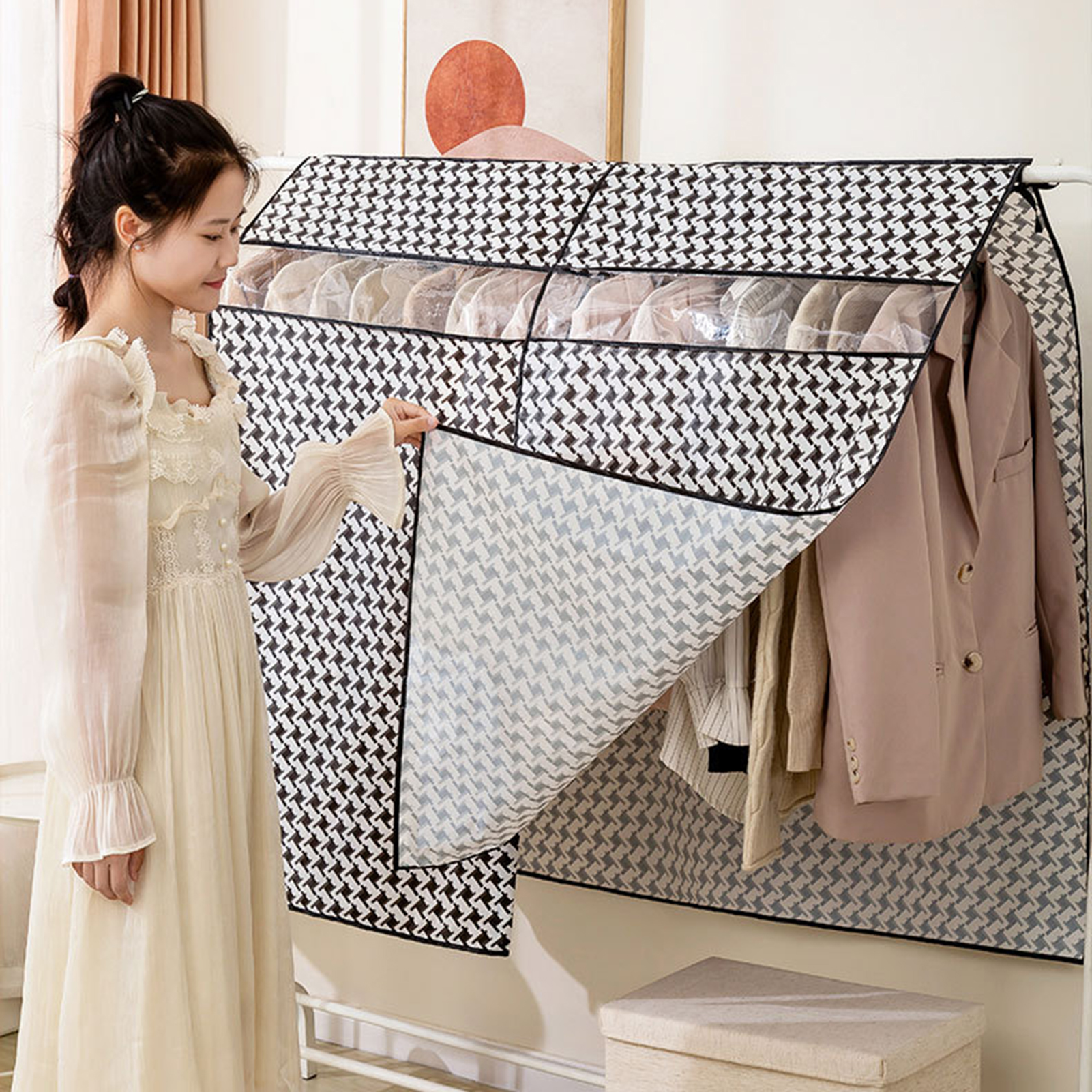 Riguas Clothes Dust Cover Large Folding Waterproof PEVA Wardrobe