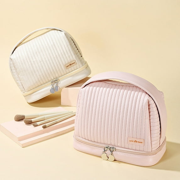 Riguas Cosmetic Bag with Handle Waterproof Dry Wet Separation Design Multifunction Traveling Portable Toiletry Pouch Daily Use
