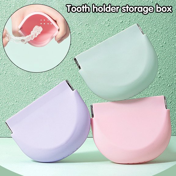 Riguas Dental Storage Box Heat-resistant No Odor Full Coverage Space-saving Food Grade Dust Proof Accessories Silicone Denture Bath Box Case for Travel