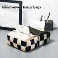 thumbnail image 1 of Riguas Desktop Tissue Bag Manual Braided Contrast Color Paper Organizer Faux Leather Anti-dust Storage Tissue Modern Appearance Car Easy Paper Extraction Napkin Bag for Bedroom, 1 of 8
