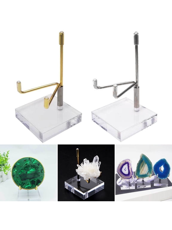 Display Stand Adjustable Metal Display Rack with Clear Acrylic Base for Collections Craft Plate Jewellery