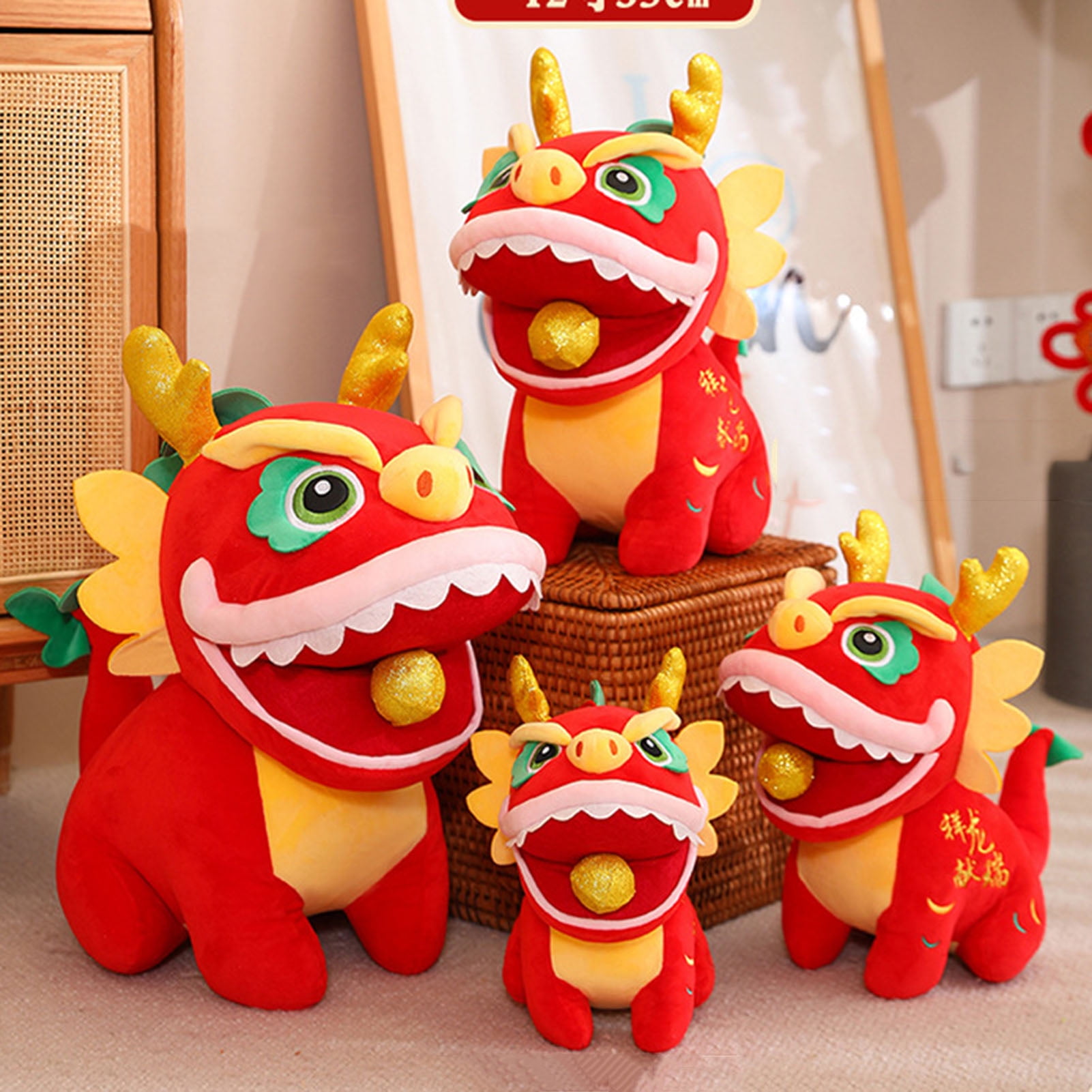 Toyvian Chinese Dragon Plush Toy - 2024 Year Of Dragon Zodiac Stuffed Animal 24cm