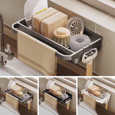 Silicone Soap Dish With Drain Spout - Self Draining Soap Tray & Sponge Holder