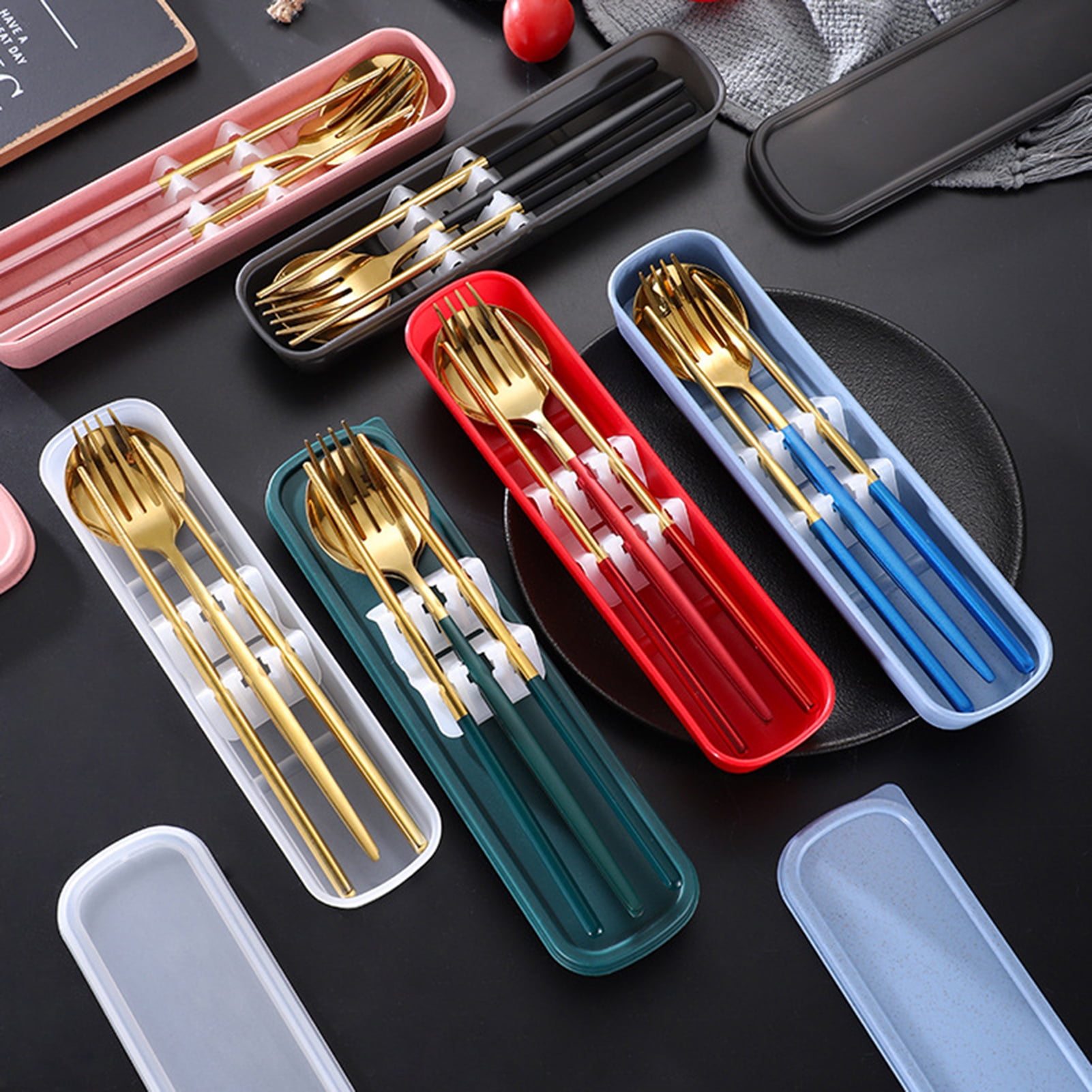 Riguas Flatware Kit Korean Style Dust-proof Stainless Steel Chopsticks ...