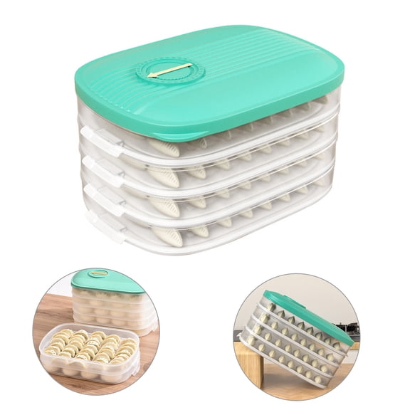 Riguas Food Storage Holder Anti-stick Moisture-Proof High Capacity Good Sealing 3D Frosted Bottom Storage BPA Free Quick Froze Dumpling Storage Box for Kitchen