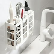 Hair Dryer & Tools Organizer - Flat Iron, Curling Wand, Brushes Holder -  Caddy Storage for Makeup Counter - Tan 