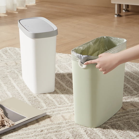 Riguas Household Trash Can Without Lid Press Ring Modern Large Capacity Living Room Kitchen Bathroom Plastic Waste Rubbish Garbage Storage Bin
