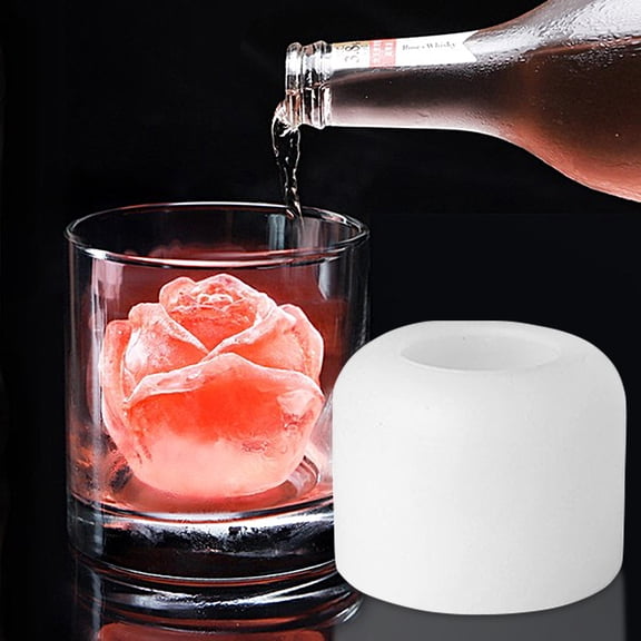 Riguas Ice Cube Mold Food Grade Exquisite Shape Silicone Unique 3D Rose Flower Whiskey Ice Ball Mold Decor for Home