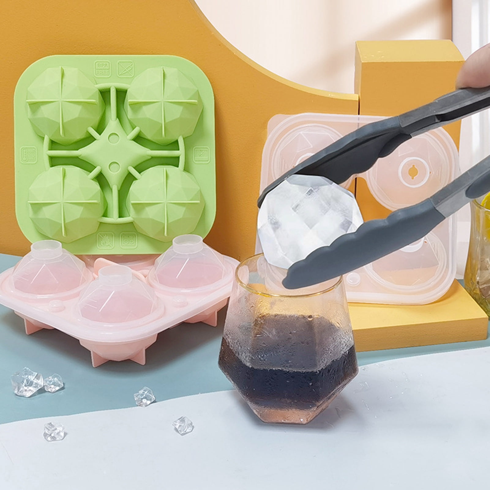 8PCS 16Grids Ice Cube Mould Easy Release White Ice Cube Tray Whiskey Home & Bar