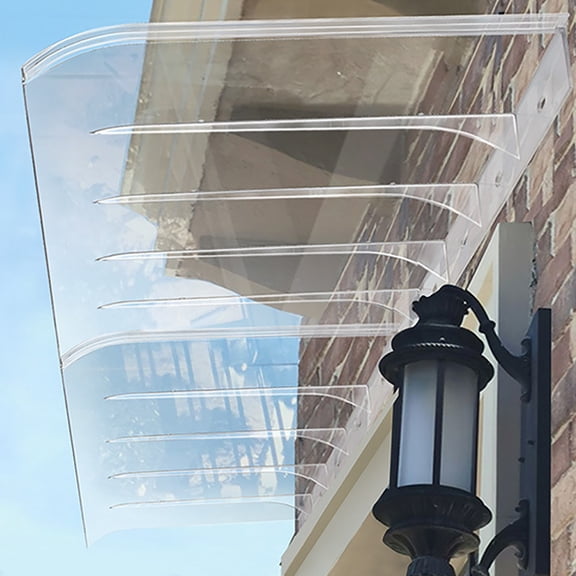 Riguas Invisible Canopy Roof Window Door Canopy Transparent Entryway Awning Cover for Outdoor Balcony Protection