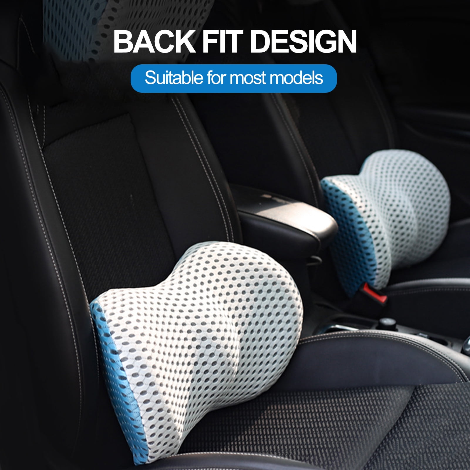 ElevateEase Breathable Lumbar Support Pillow - Memory Foam, 2 Covers (Mesh & Velvet), For Office Chair, Car, Couch