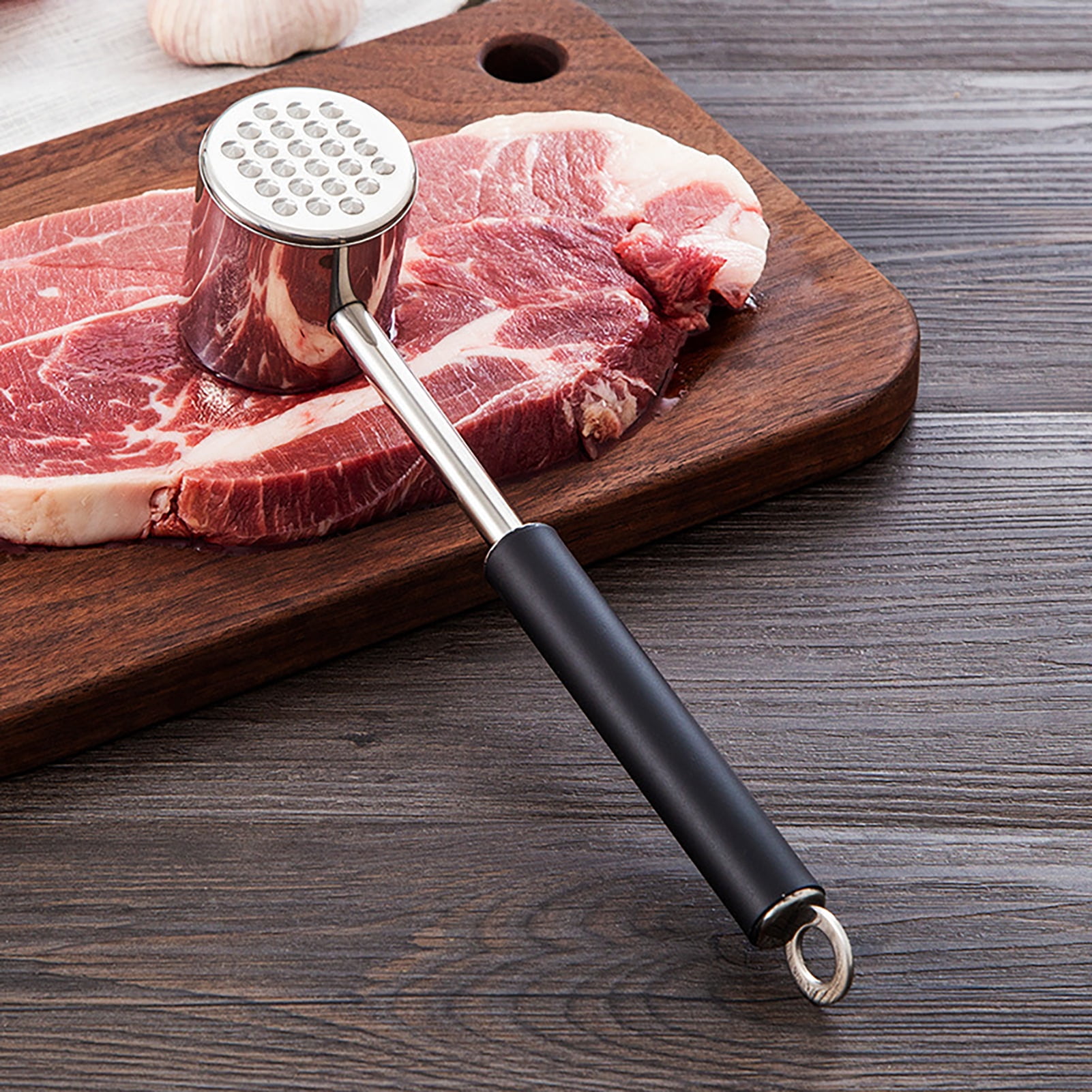 Riguas Meat Mallet Rustproof Labor Saving Stainless Steel Dual Sided