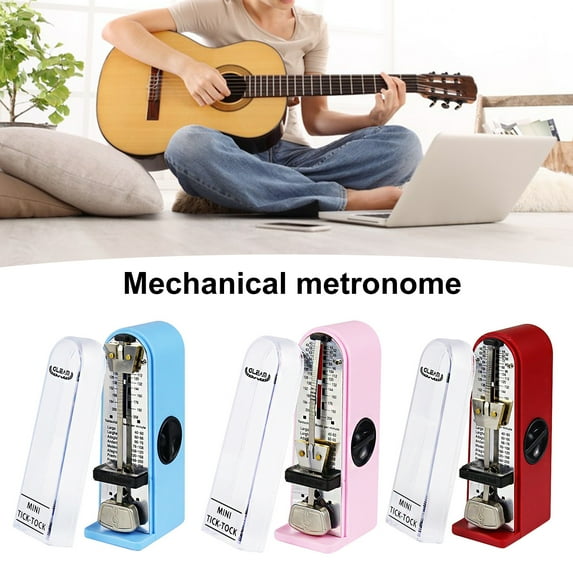Riguas Mechanical Metronome Clear Scale Portable Adjustable Speed Smooth Dust-proof Cover Even Rhythm Metal Movement Swinging Pendulum Piano Metronome Musical Instrument