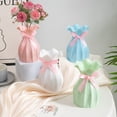 thumbnail image 1 of Riguas Plastic Flower Vase with Pink Bowknot Unbreakable Solid Color Modern Wavy Opening Desktop Plant Vase Home Decoration Housewarming Gift, 1 of 7