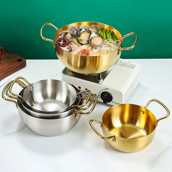 Riguas Ramen Noodle Pot Fast Heating Two Handles Food Grade Stainless Steel Korean Ramen Noodle Cooking Pan Kitchen Gadgets