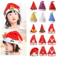 thumbnail image 1 of Riguas Red Christmas Hat Soft Bright Color Applique Adorable Fabric Santa Claus Christmas Hat for Party, 1 of 7