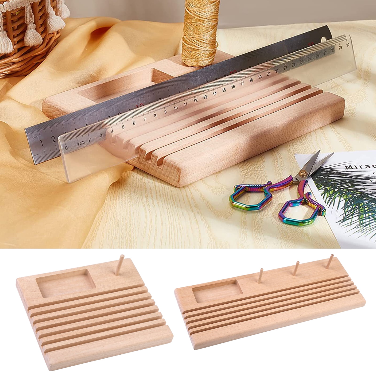 Riguas Sewing Ruler Storage Rack Durable Quilting Wooden Ruler Rack